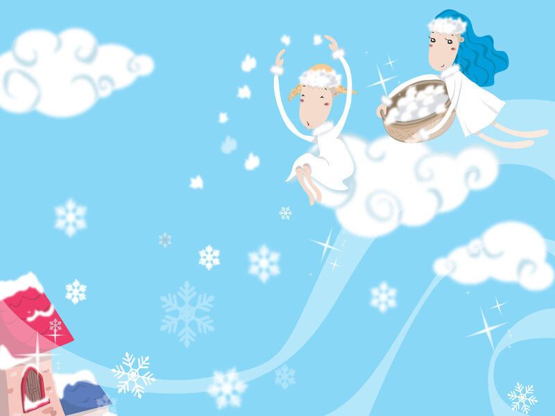 Angels Dropping Snowflakes