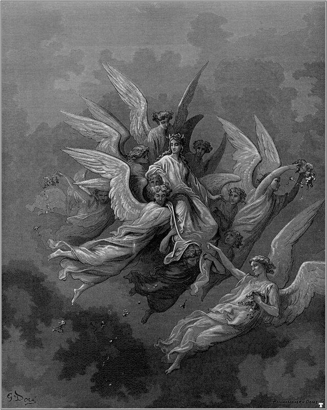 Angels in a celestial procession