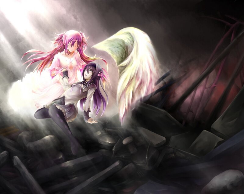 angels in a dark ruin