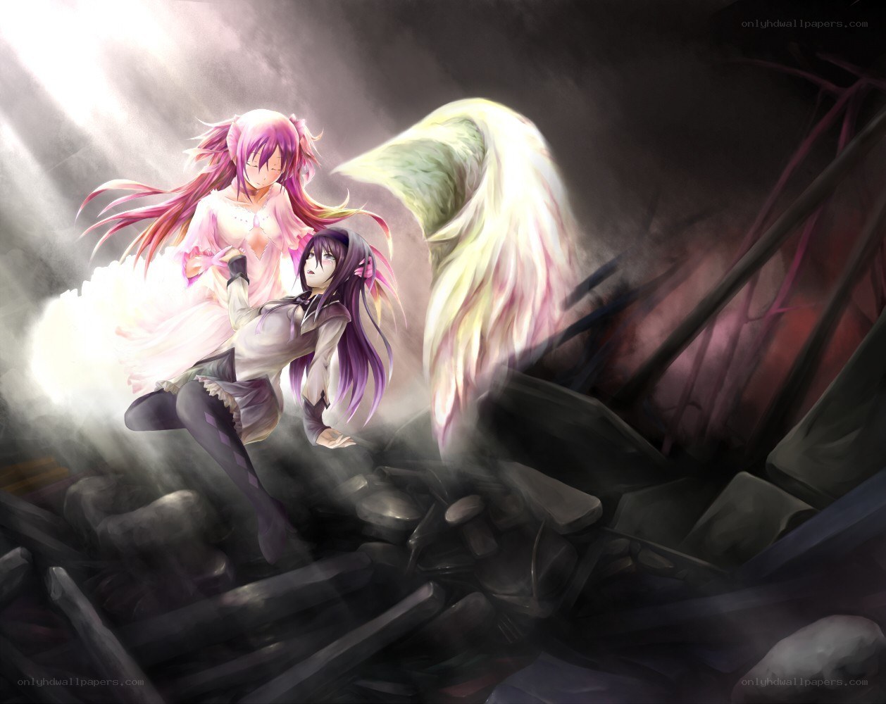 angels in a dark ruin