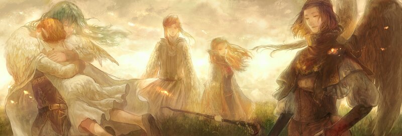 angels in a golden field