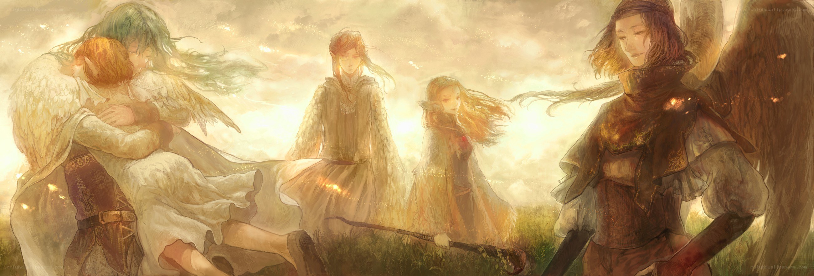 angels in a golden field