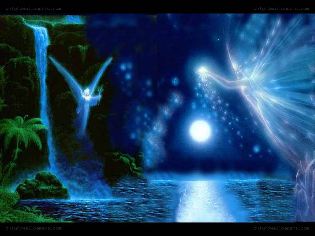 angels in a mystical landscape