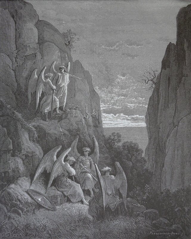 Angels in a rocky valley