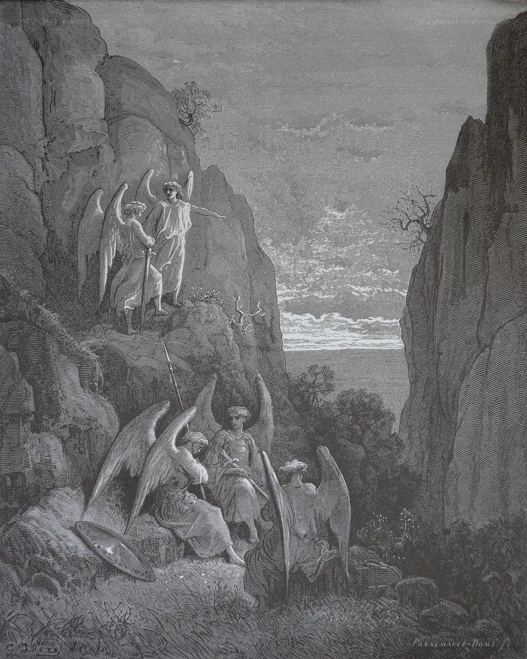 Angels in a rocky valley