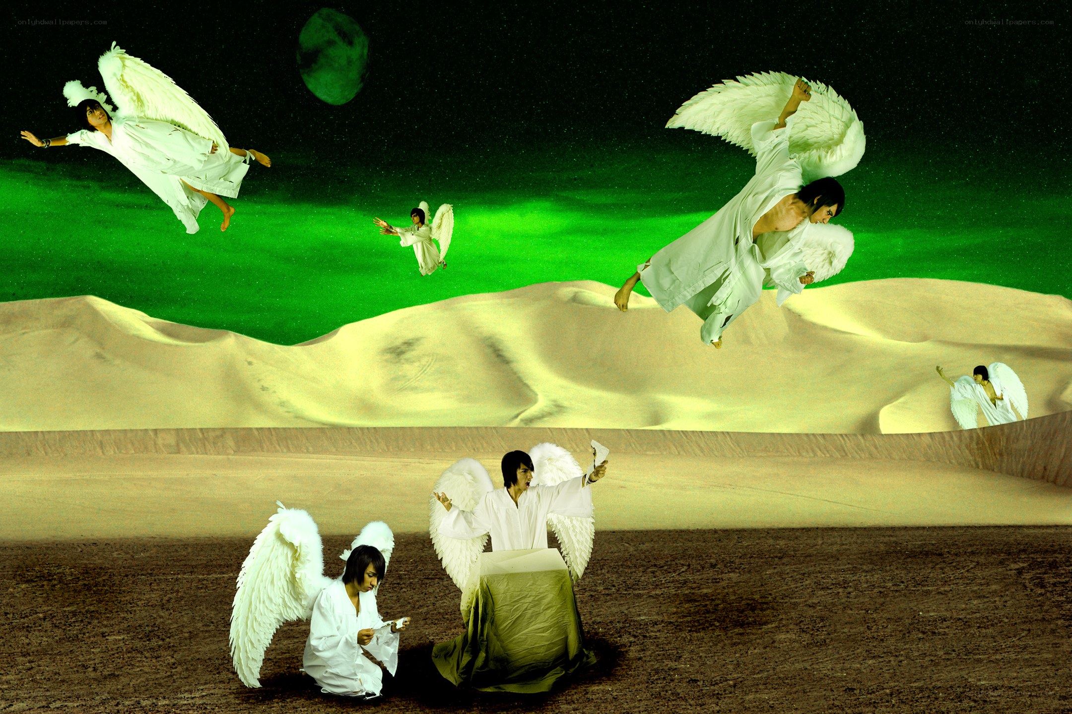 Angels in a surreal desert