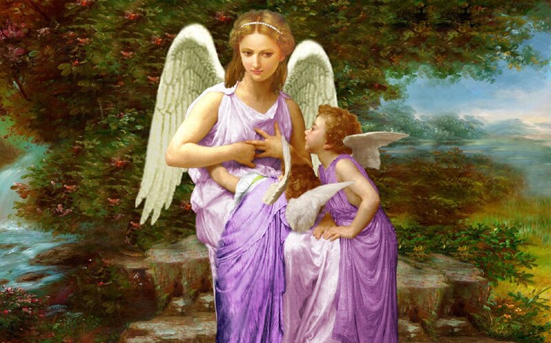Angels in Garden — Purple