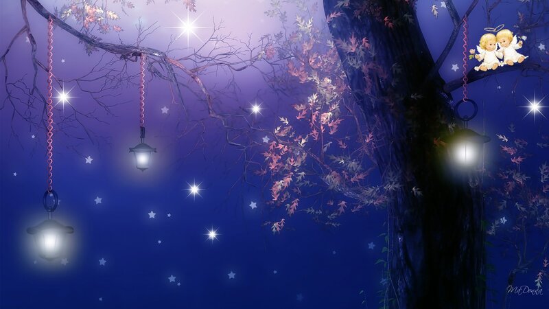 Angels in Tree at Night