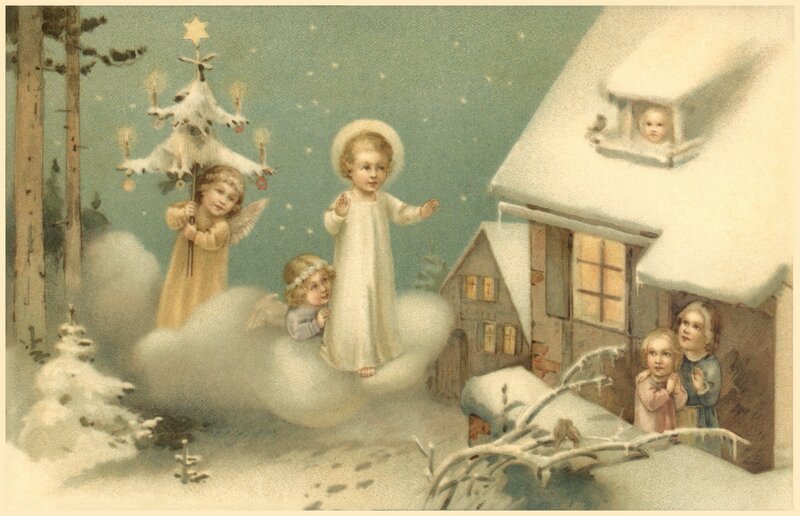 Angels in Winter Scene — White