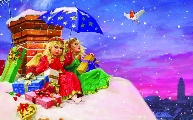 Angels on Snowy Roof