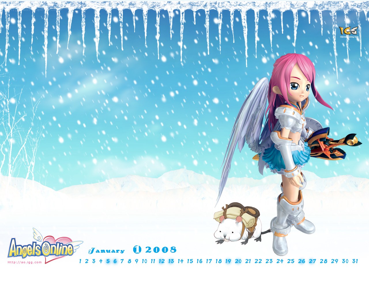 Angels Online January 2008 calendar
