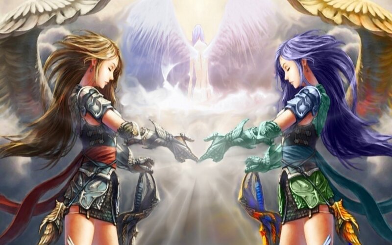 angels reaching for each other