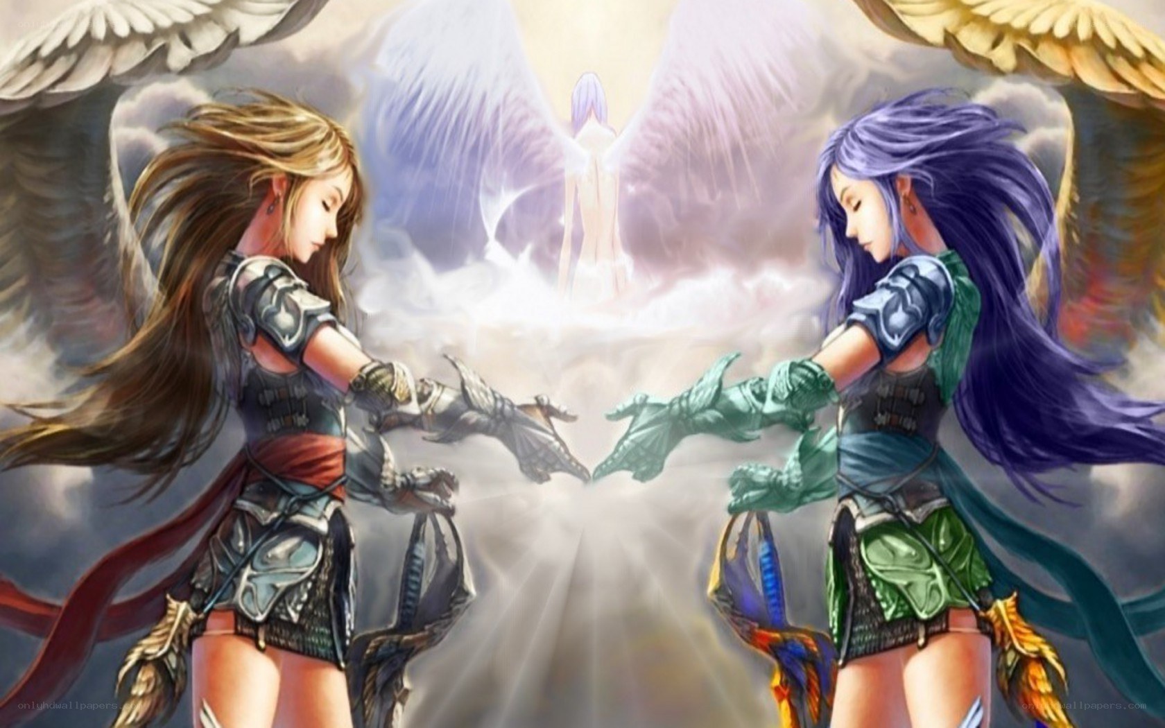 angels reaching for each other