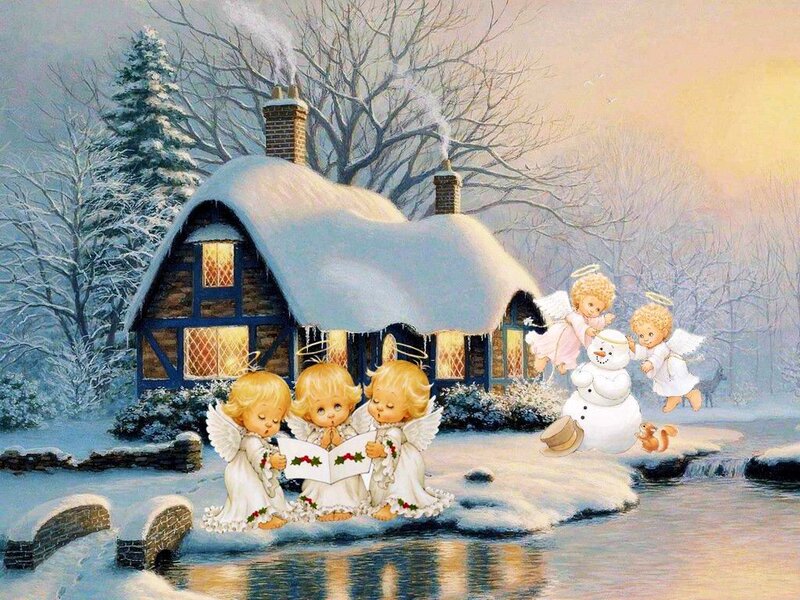 Angels Singing in Snow — White, Peaceful