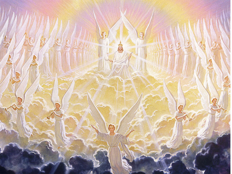 Angels Surrounding a Figure