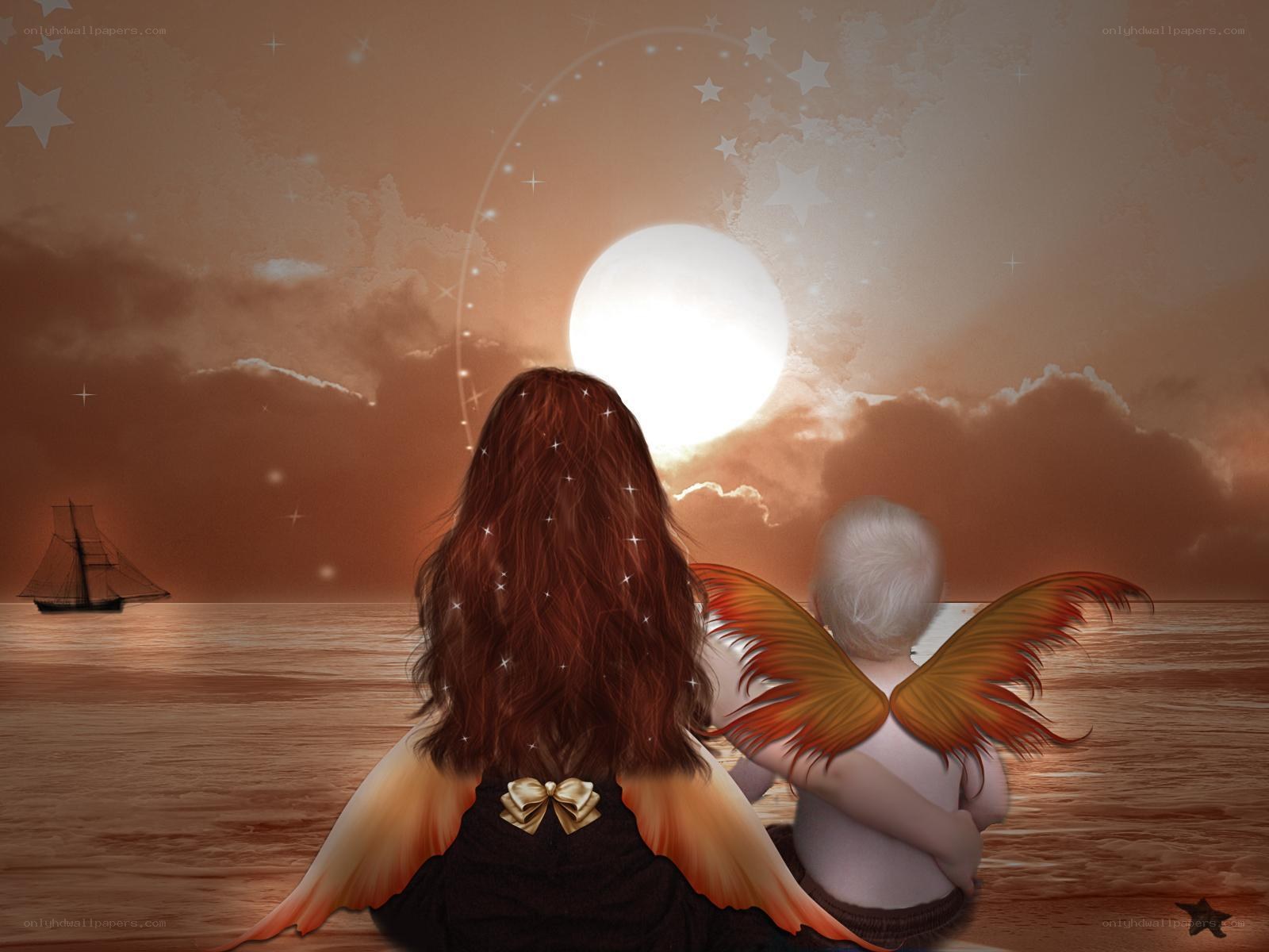 Angels watching the sunset