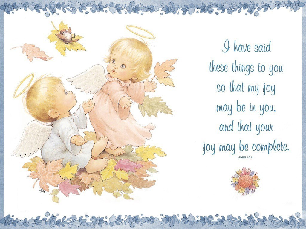 Angels with autumn leaves