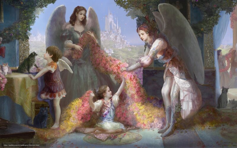 Angels with Children — Pink, Serene