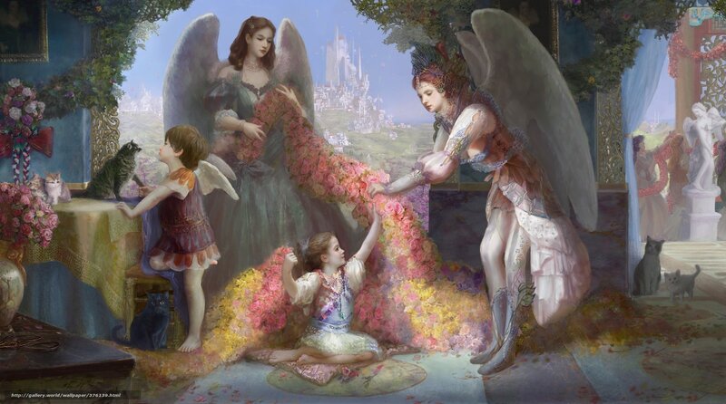 Angels with Children — Pink