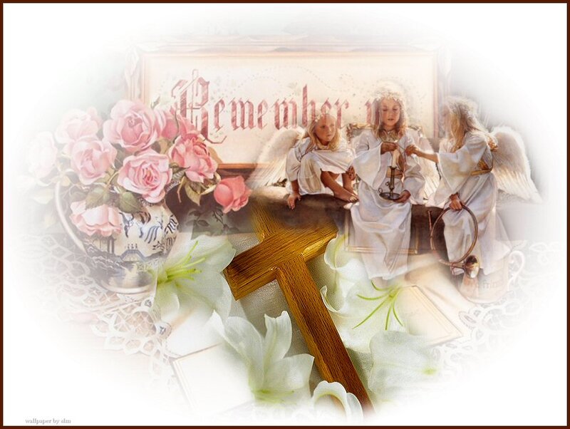 Angels with Flowers and Cross
