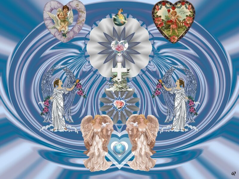 Angels with Flowers — Blue