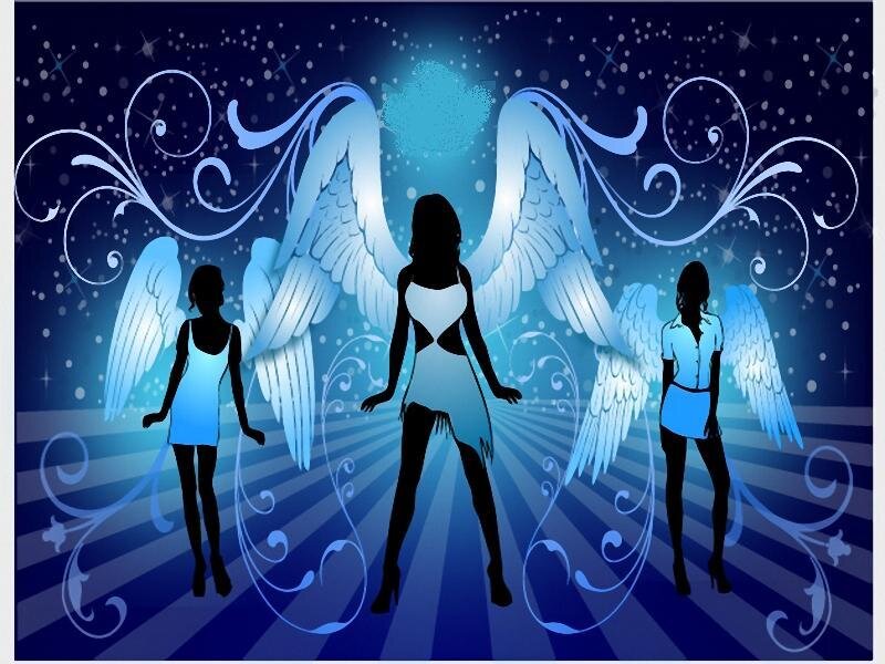 angels with glowing wings