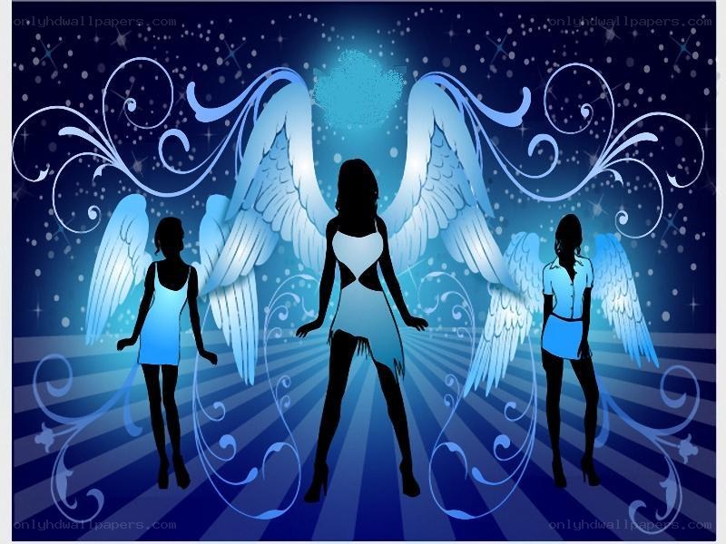 angels with glowing wings