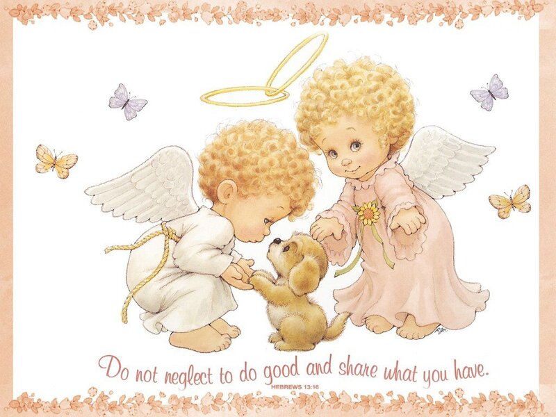 angels with puppy and butterflies