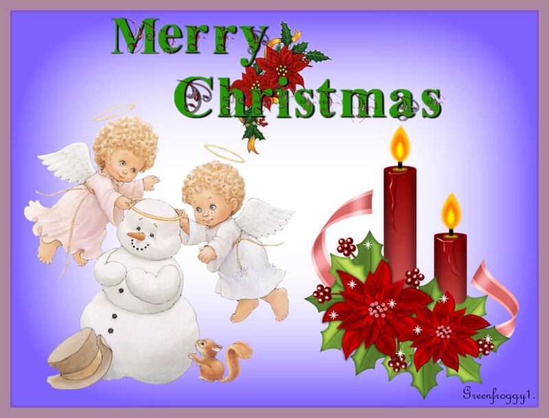 Angels with Snowman — Purple