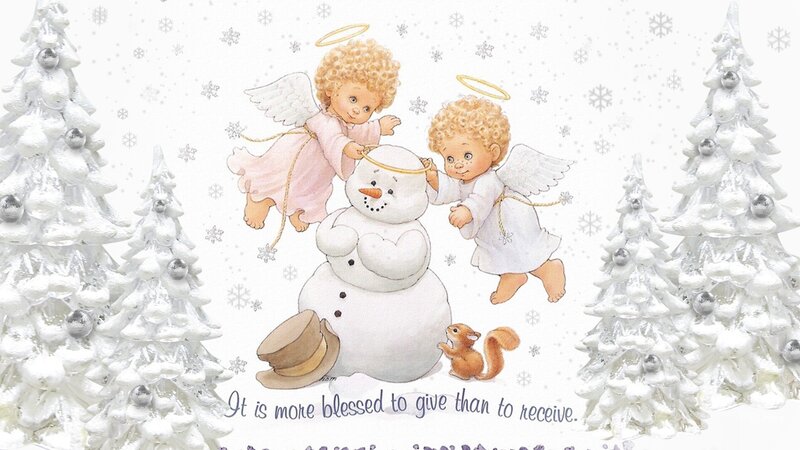 Angels with Snowman — White