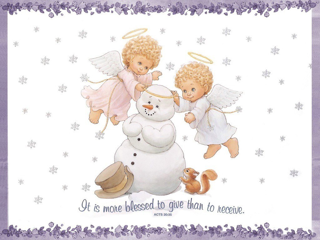 angels with snowman