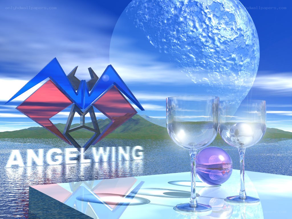 Angelwing logo with wine glasses