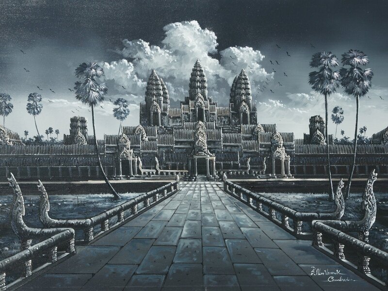 Angkor Wat temple at dusk