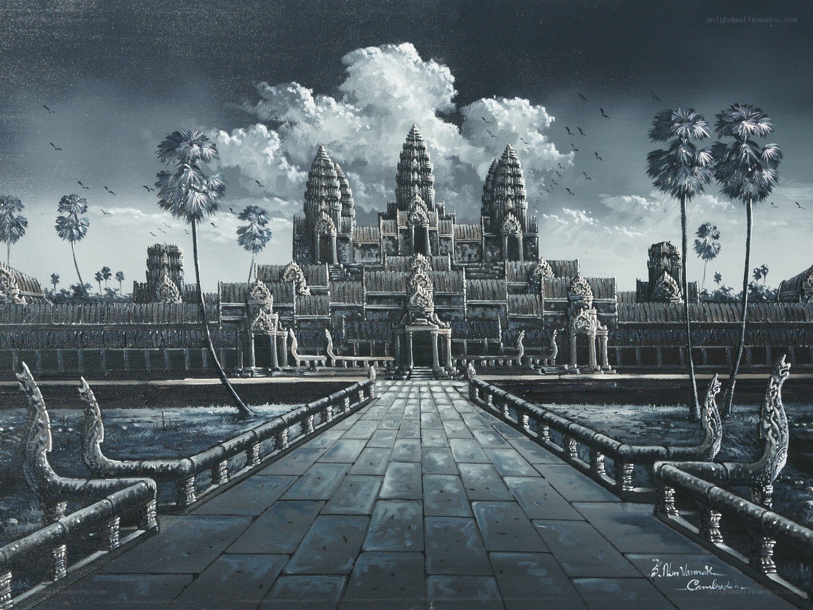 Angkor Wat temple at dusk