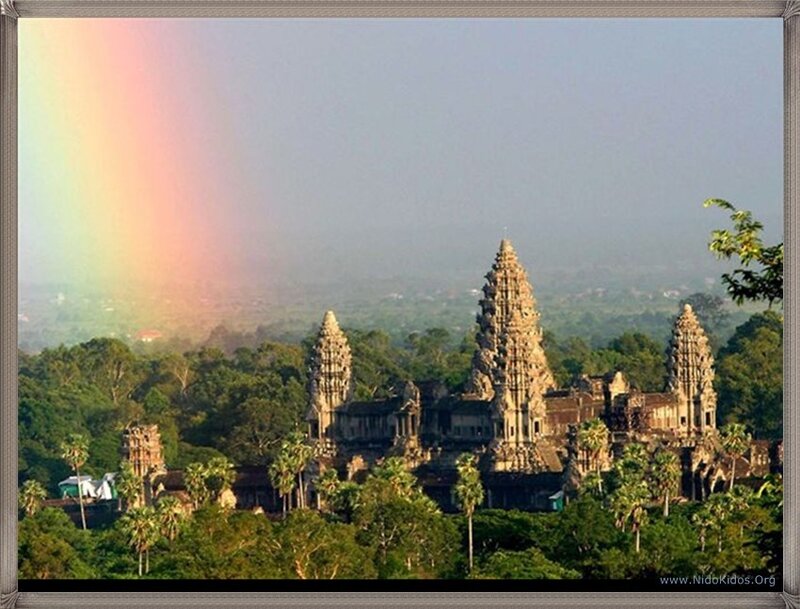 Angkor Wat with rainbow