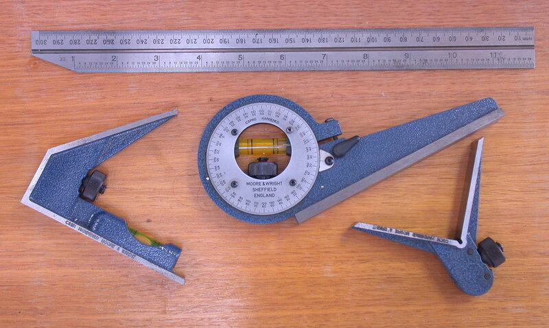 angle measuring tools on wood