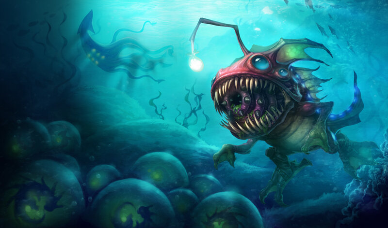 Anglerfish with Bioluminescent Lure — Blue