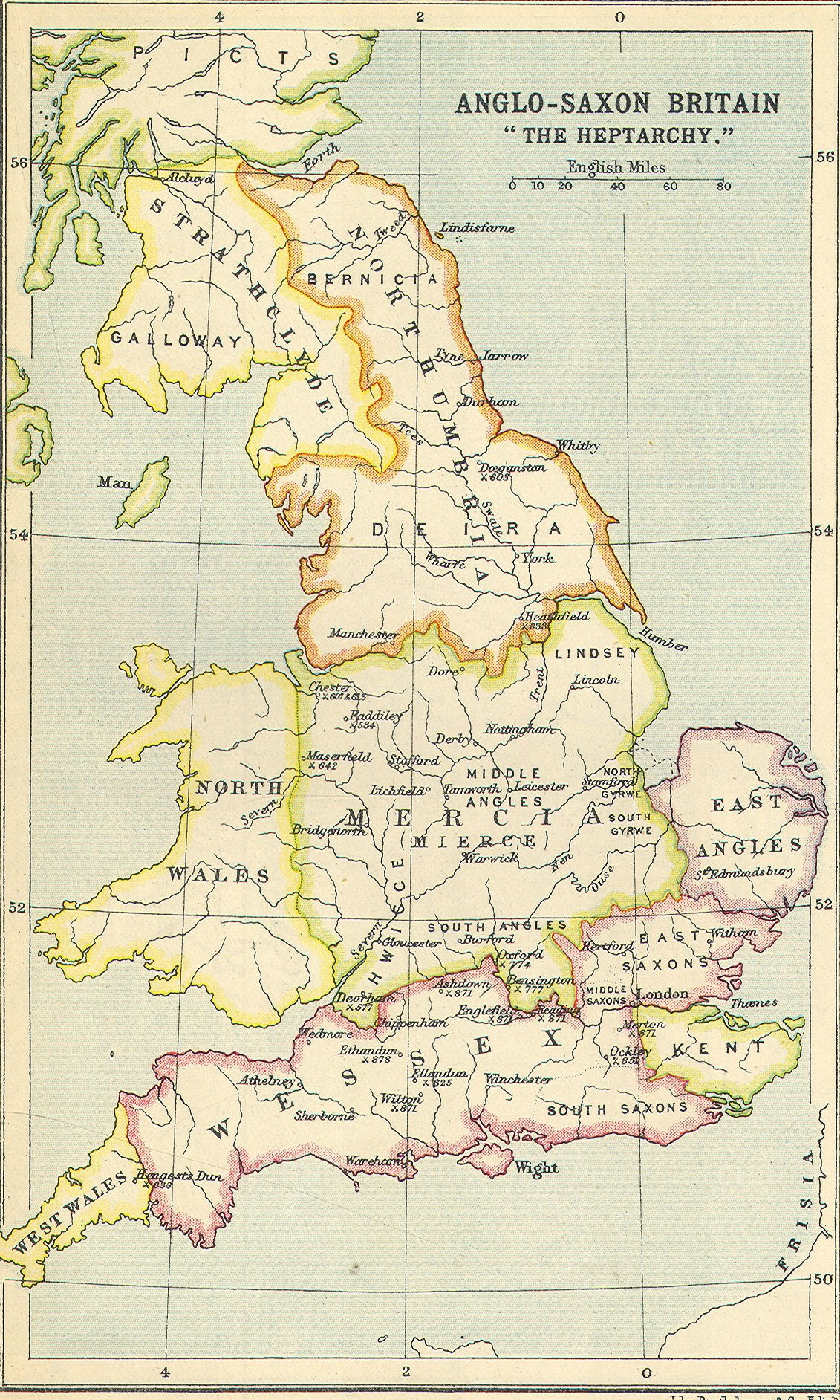 Anglo-Saxon Heptarchy map