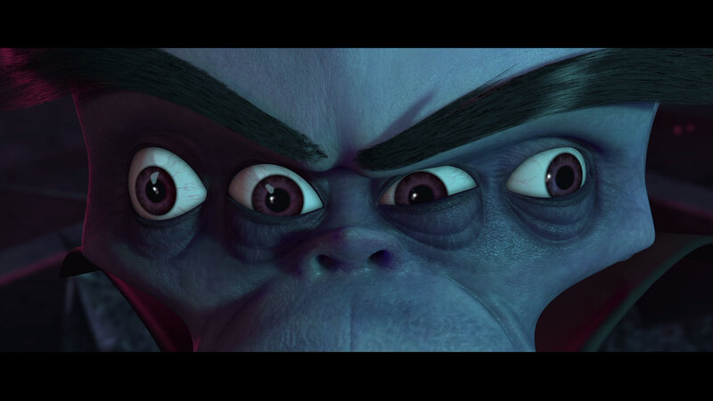 angry alien face close-up