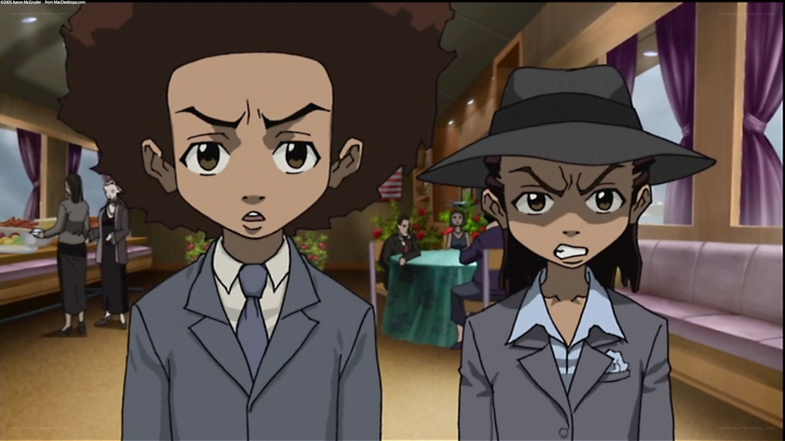 angry animated characters in a restaurant