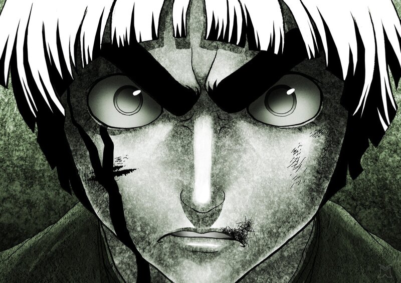 Angry Anime Character — Black, Dramatic