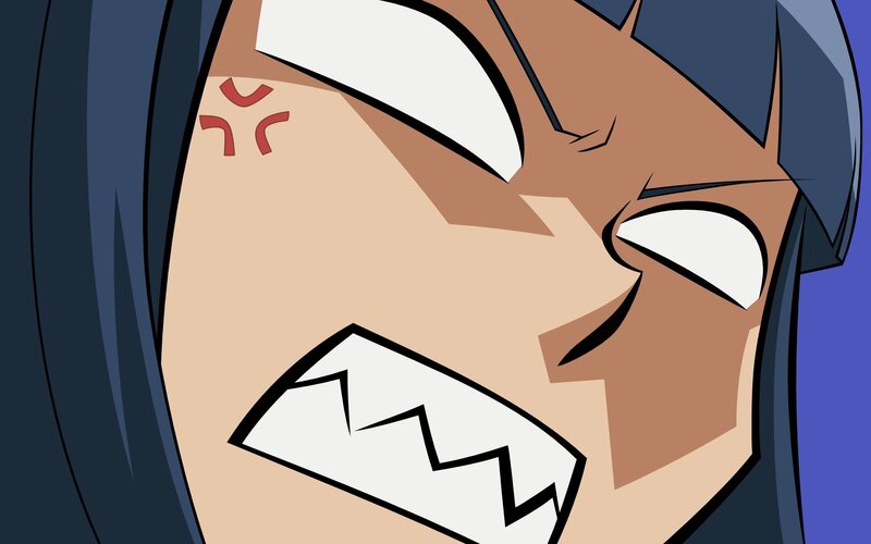 Angry Anime Character — Blue, Aggressive