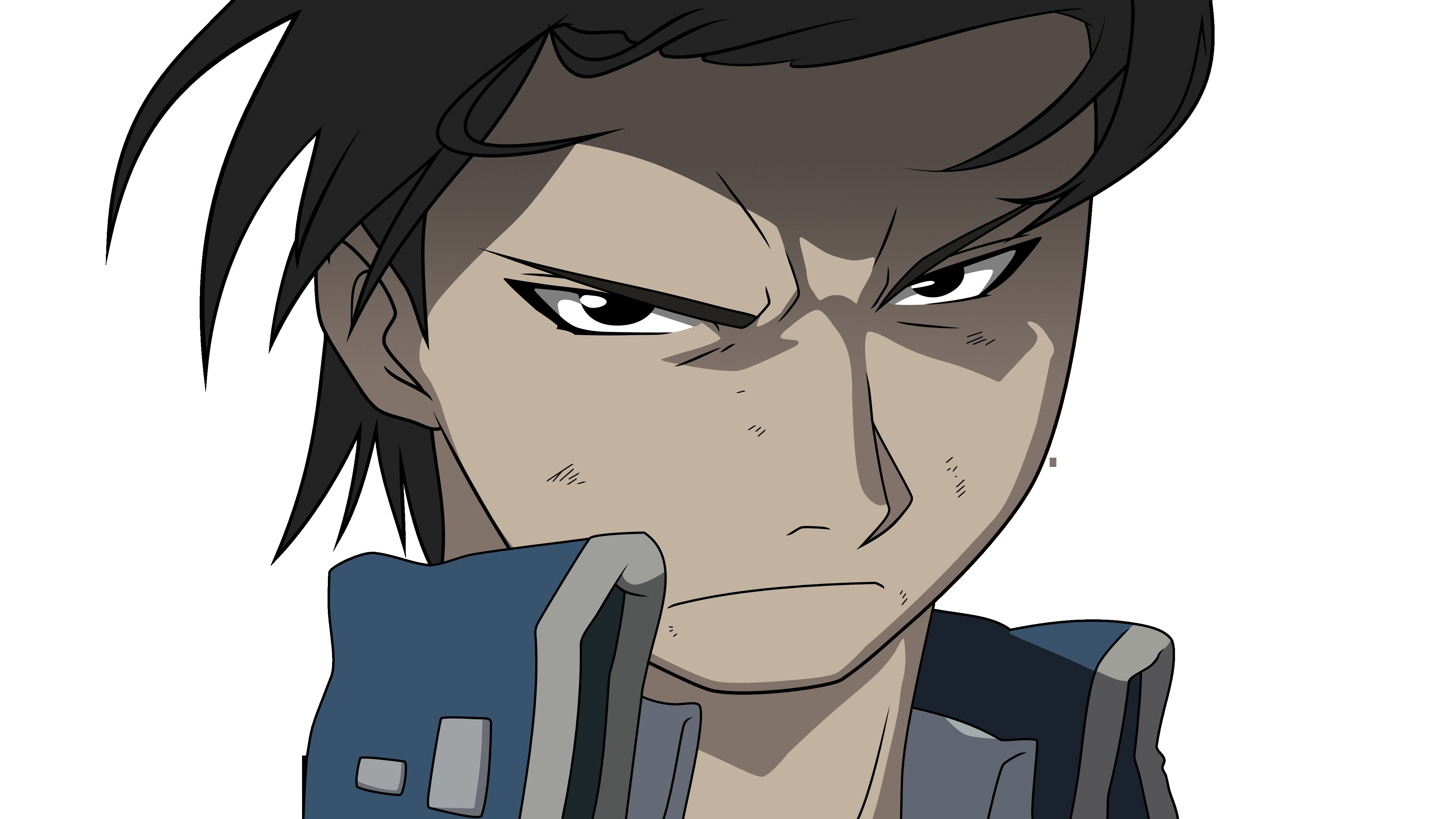 angry anime character close-up