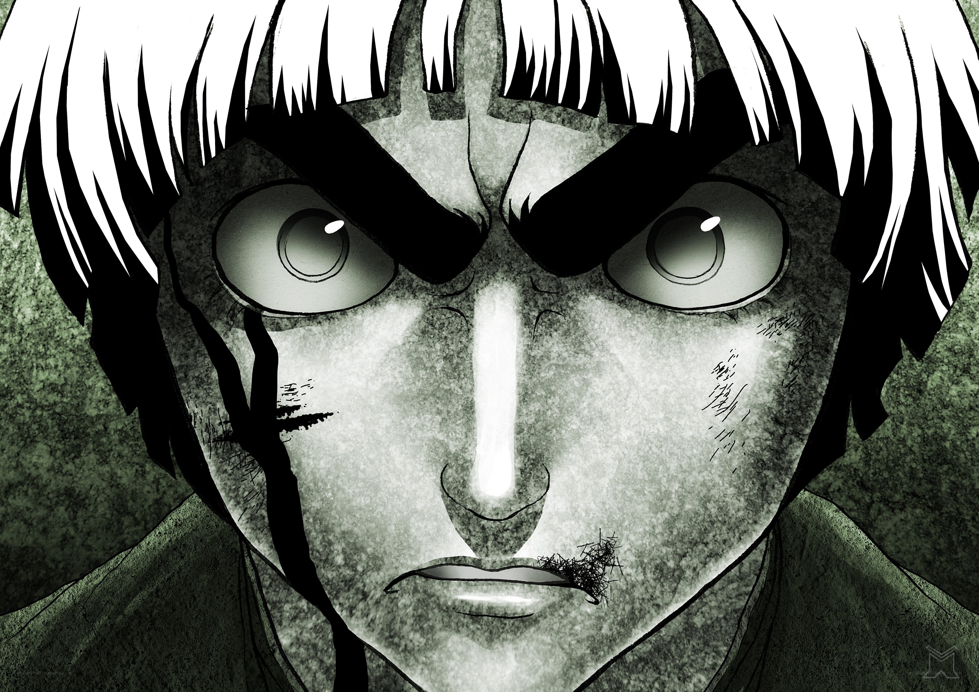 angry anime character close-up