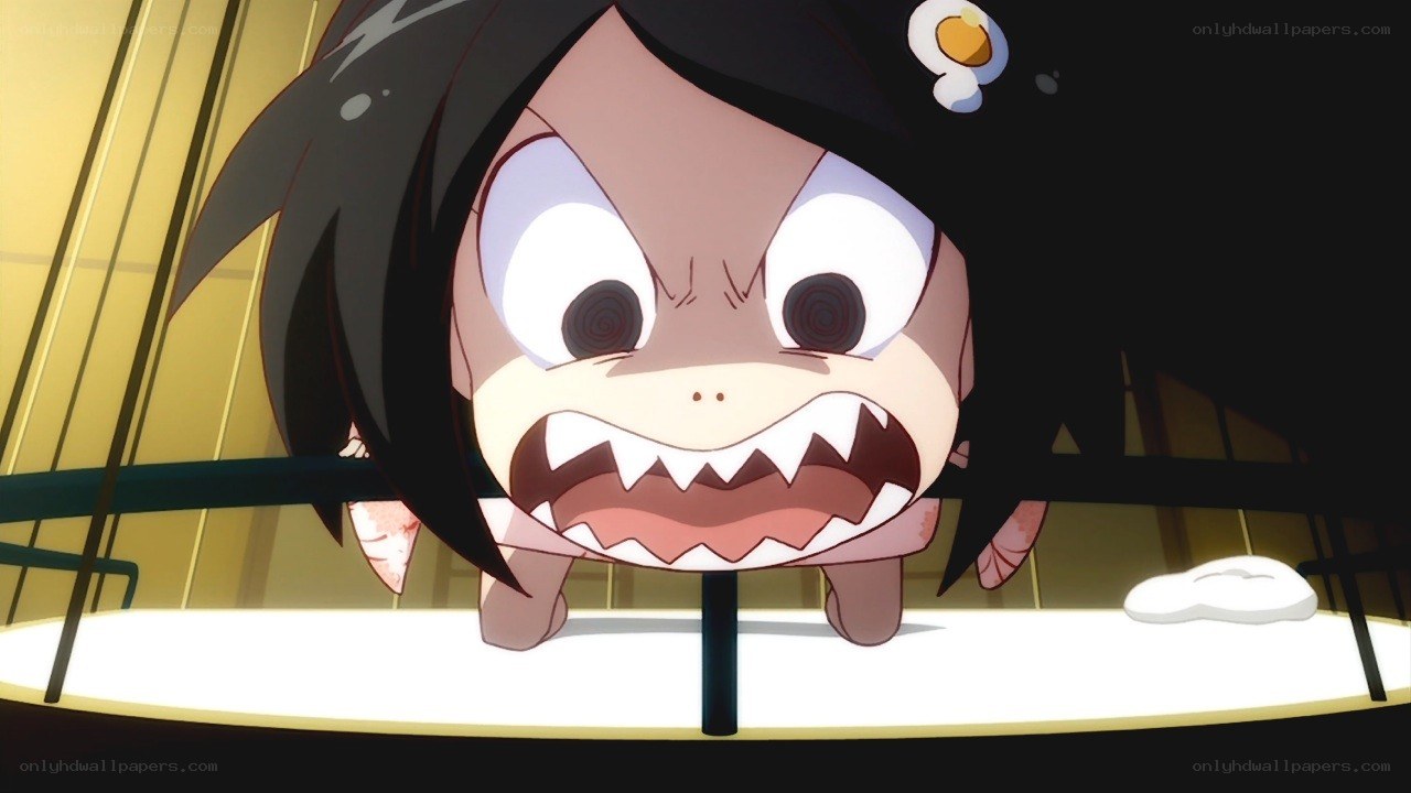 angry anime character on table
