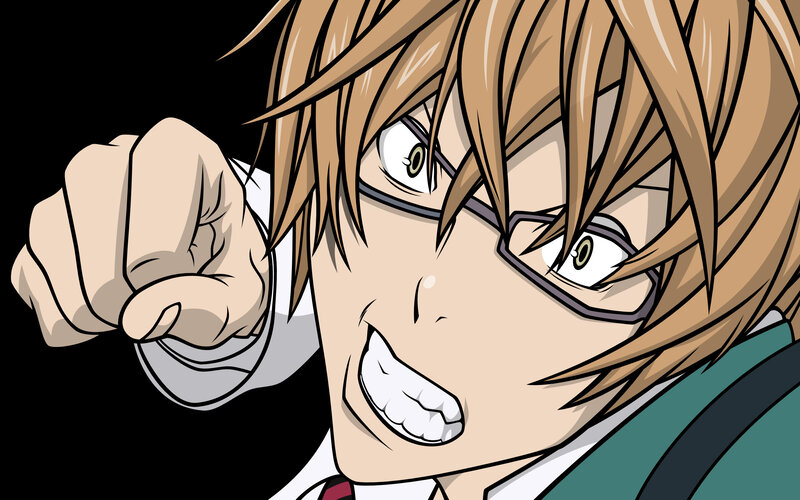 angry anime character pointing