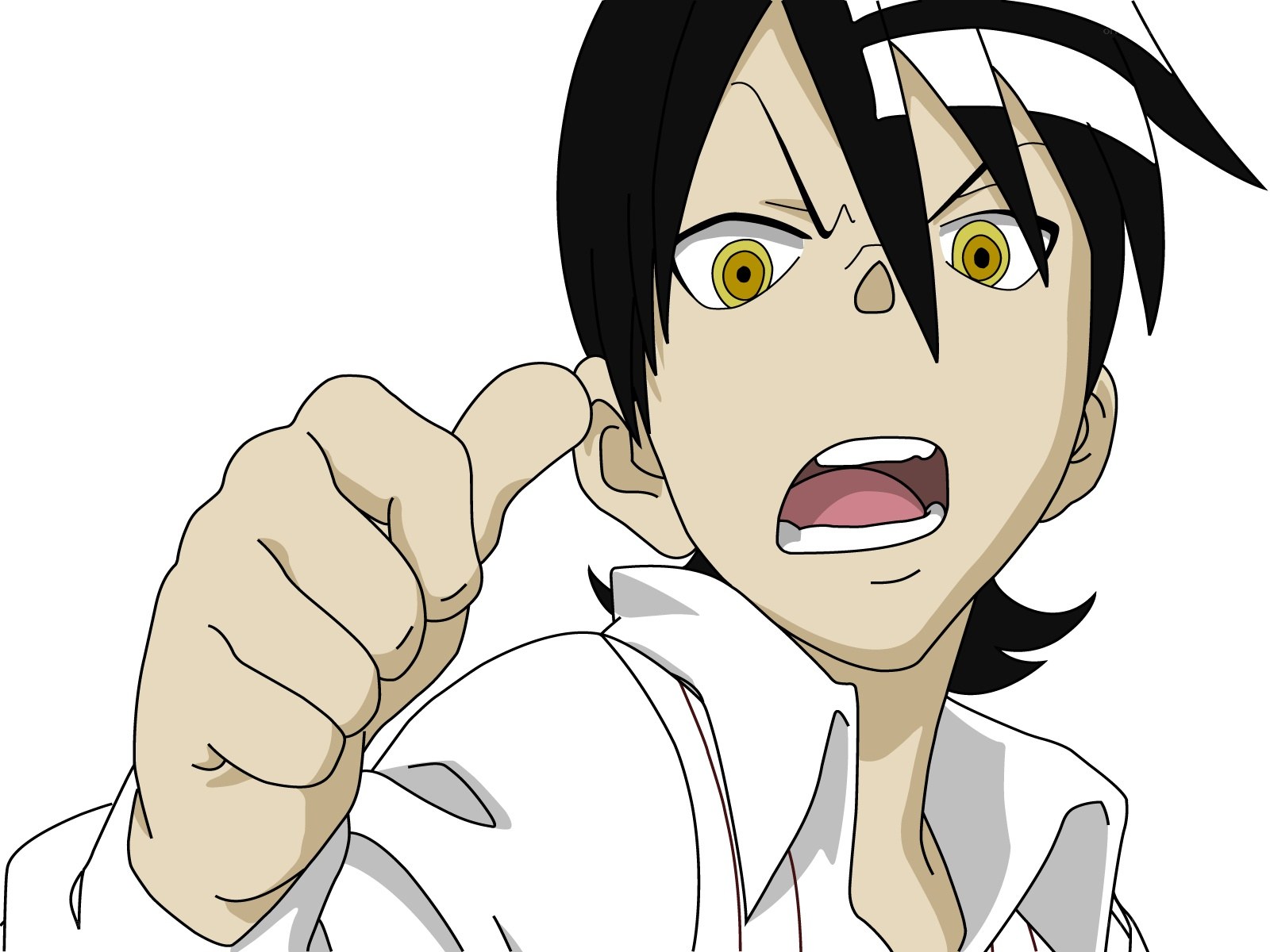 angry anime character pointing