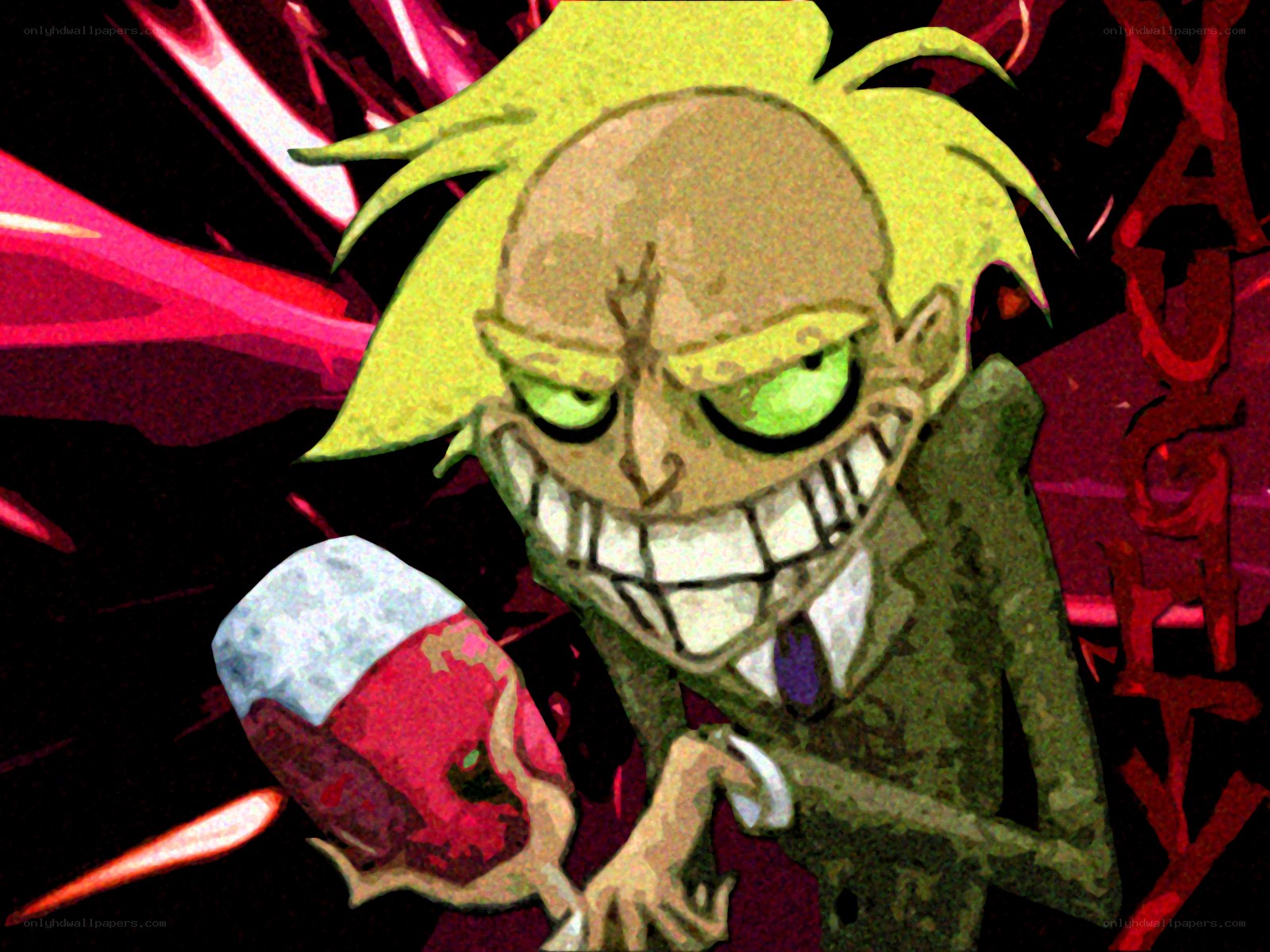 angry anime character with blood