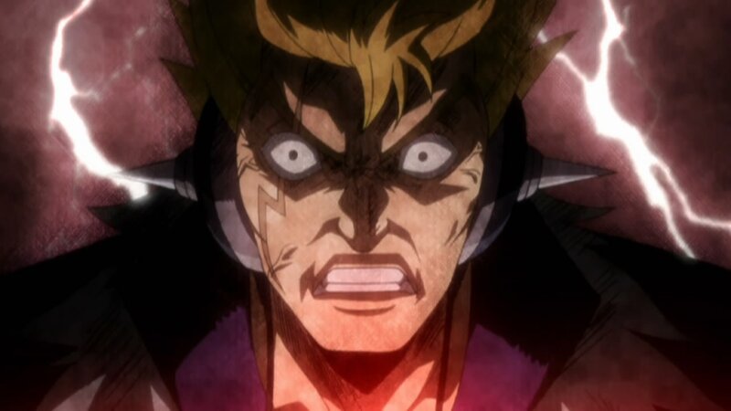 angry anime character with lightning