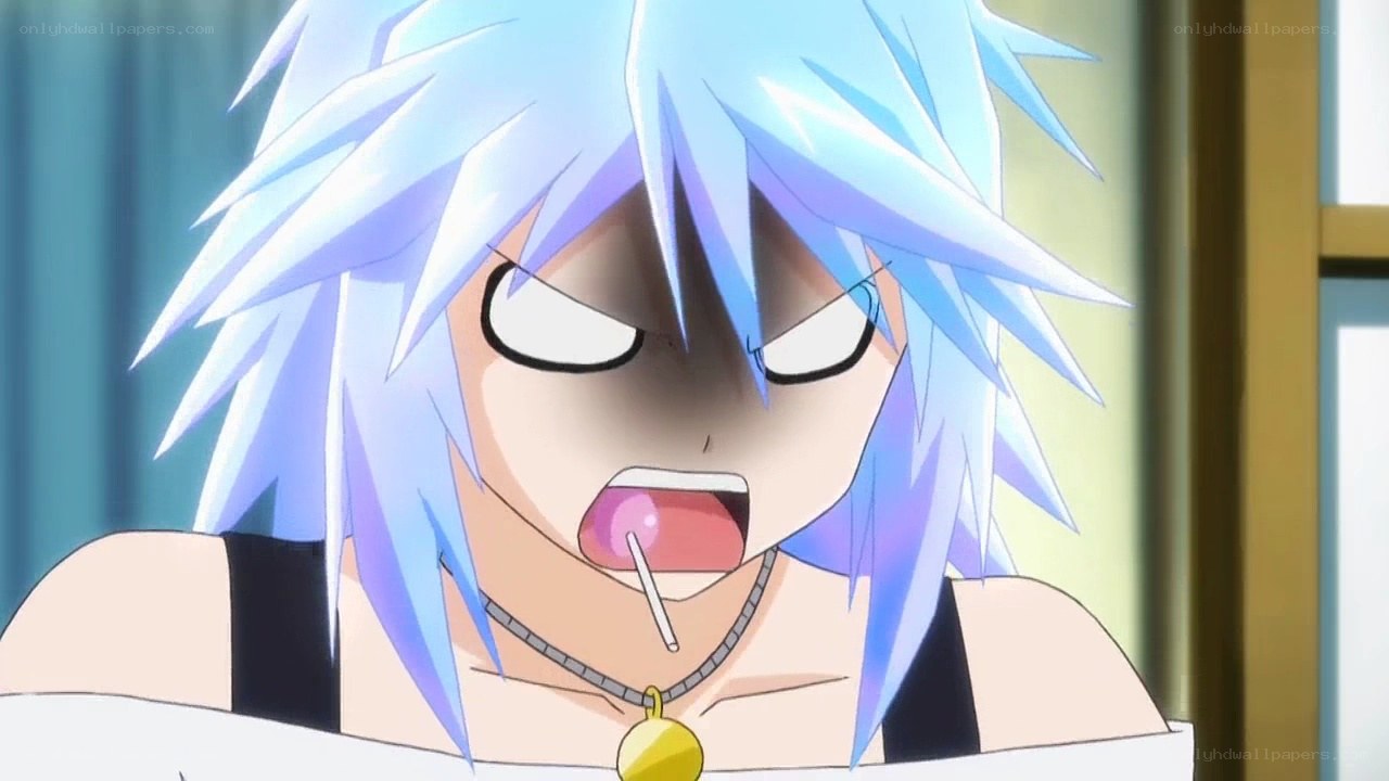 angry anime character with lollipop